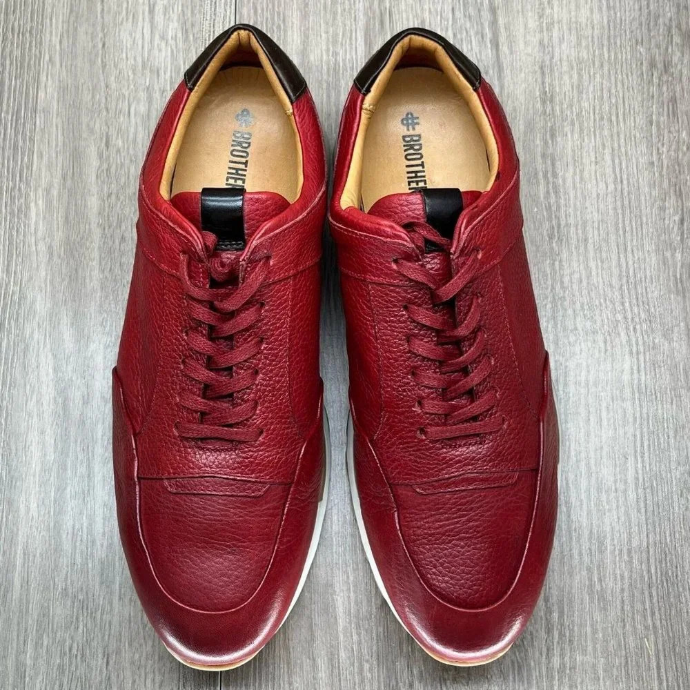 Brothers United Red Leather Sneakers - Picture 6 of 12